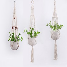 Gardening Pots Net Bag Hanging Basket Hand-Woven Cotton Rope Flower Pots Hanging Planter American Home Gardening Supplies
