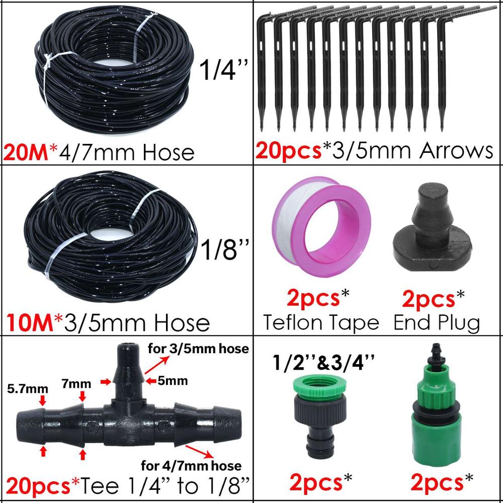Kesla 1/4 ''  to 1/8 '' dryppvanning hagevanningssystemsett albuebøy piler sender 4/7 to 3/5mm for bonsai drivhus: Rød