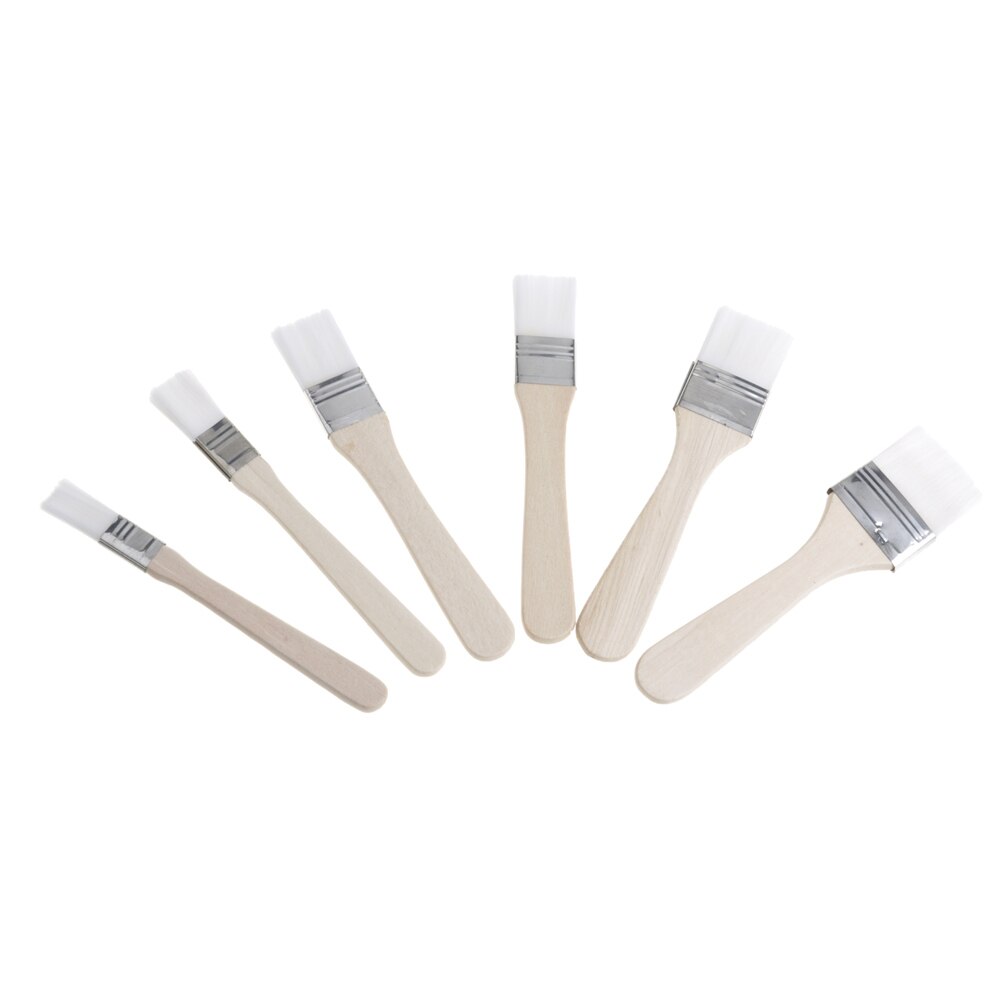 6 uds aceite empuñadura de madera pintura pincel pintura acrílica para artistas Kit de herramientas para pinturas de pared suministro de arte tamaño 1-6 juego de pinceles de Nylon: Blanco