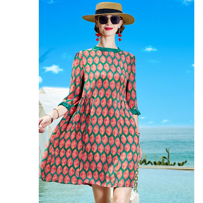 Sommer boho print mulberry silke strand maxi kjole 2022 casual vintage 5xl størrelse kjoler kvinner bodycon fest vestidos