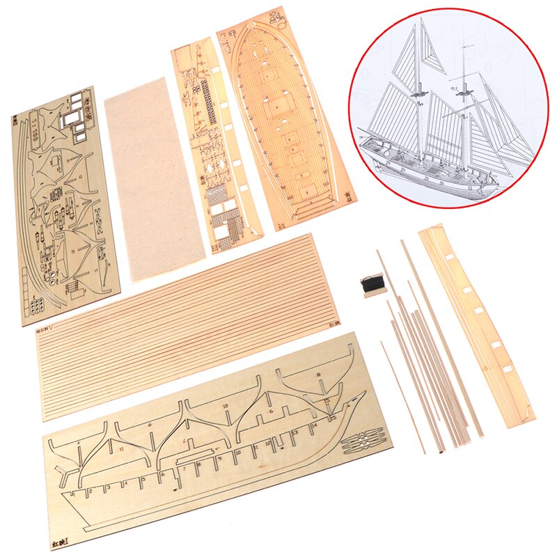 1:100 Wooden Kit DIY Assembling Building Kits Ship Model Wooden Sailboat Toy Sailing Model Assembled