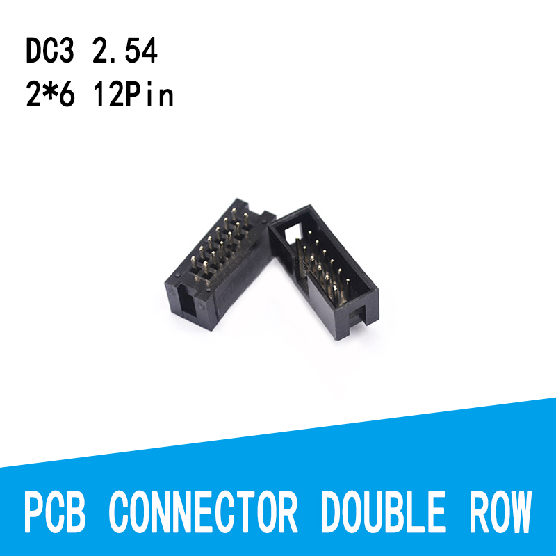 10Pcs DIP 6/10/20/26/34/40 PIN 2.54MM Pitch MALE SOCKET Straight Idc Box Headers PCB CONNECTOR DOUBLE ROW 10P/20P/40P DC3 HEADER: 2X6 12PIN