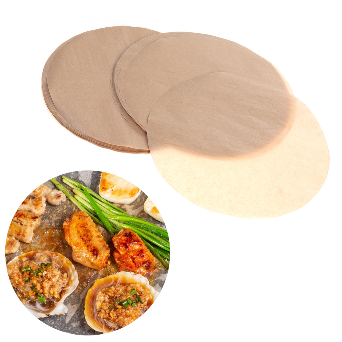 100 pcs 9 Inch Perkament Papier Hittebestendig Primaire Kleur Non-stick Ronde Cake Papier Bakpapier voor BBQ cake Brood