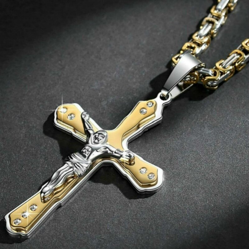 Jesus kors halskæde religiøs tro kors jesus smykker herre og kvinder & #39 ;s halskæde banket fest jubilæum hiphop