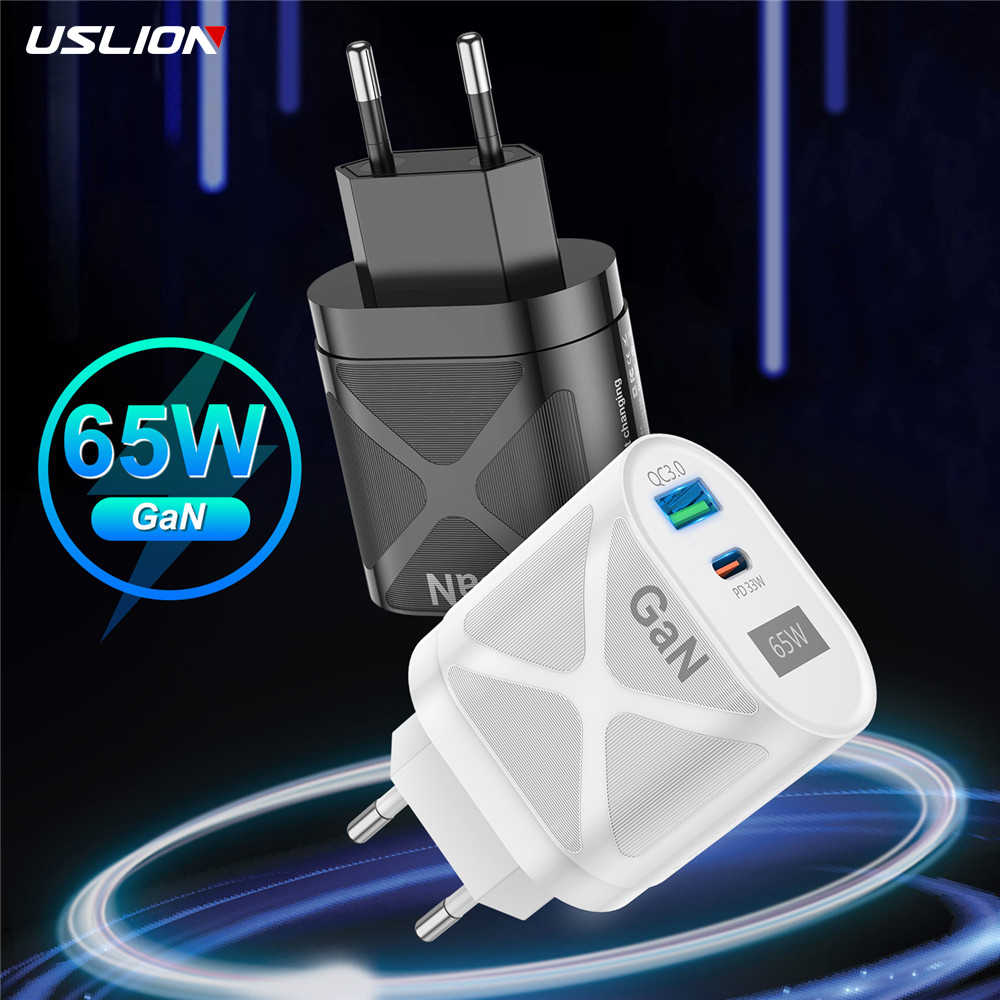 Uslion Gan 65W Usb Type C Lader Snel Opladen Qc 4.0 QC3.0 Pd Usb C Lader Draagbare Snel Opladen voor Iphone 13 12 11 Macbook