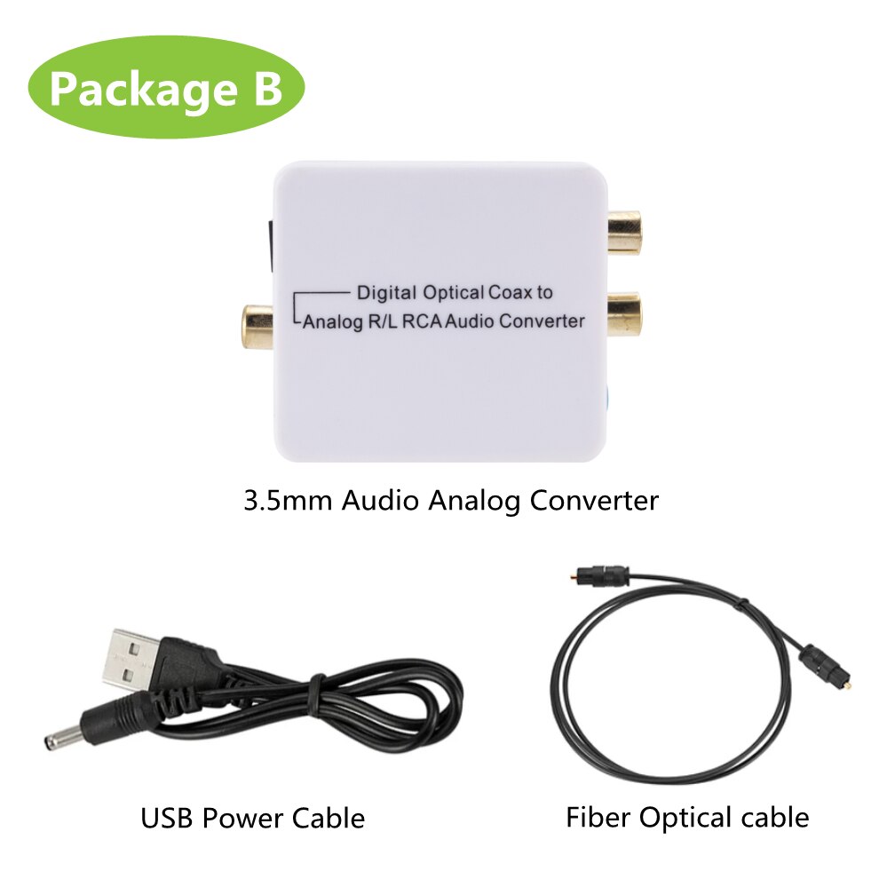 PzzPss DAC Digital Fiber Coaxial To Left And Right Channel Digital To Analog With 3.5Mm Jack Audio Analog Converter White: Package B