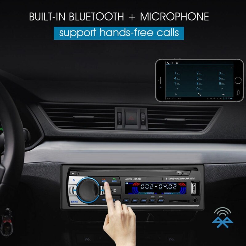 12V autoradio Radio Fm lecteur Mp3 o Support téléphone Bluetooth avec Port Usb / Sd Mmc voiture électronique intégré 1 Din