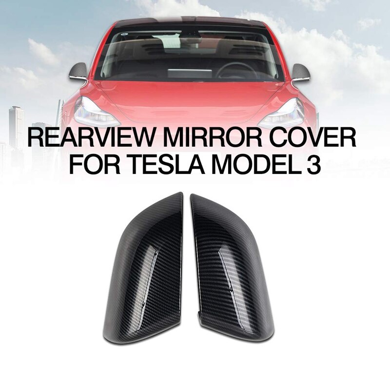 6 st biltillbehör, för tesla modell 3: 1 par bil backspegelkåpa & 4 st skyddsdekaler kåpa anti-repor dörrhandtag
