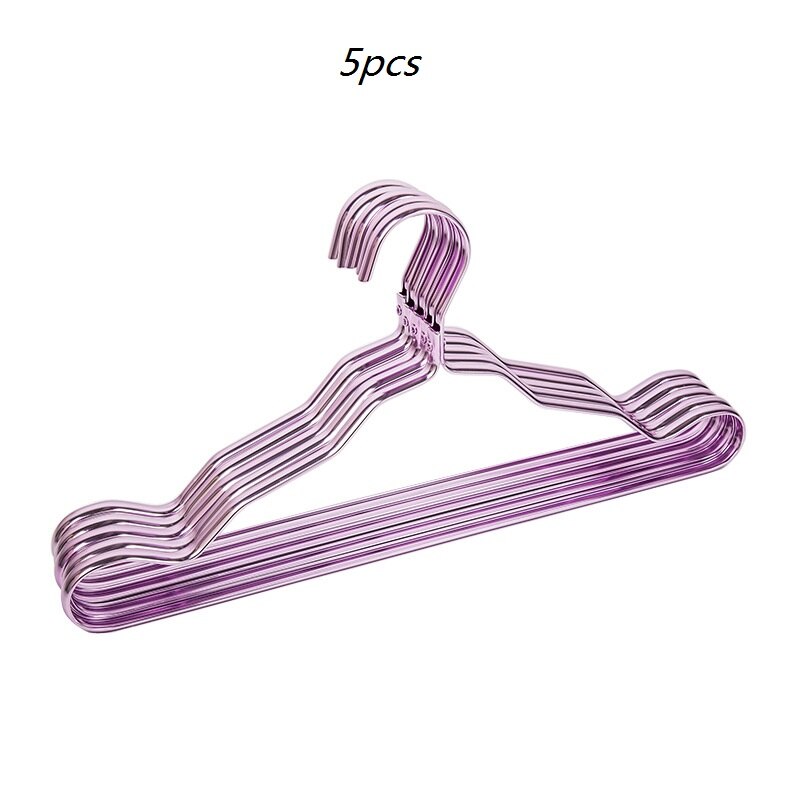 Cintres métalliques pour vêtements, 20 pièces, en alliage d'aluminium, support de séchage antidérapant, épais et coupe-vent, pour sous-vêtements, ceinture, manteau: Violet-5pcs