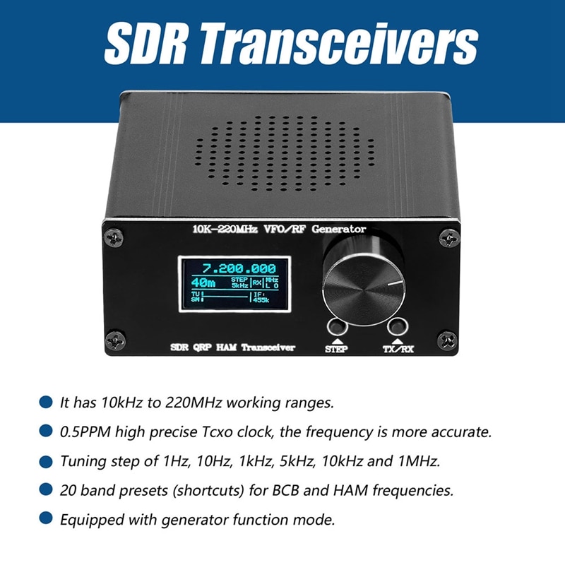 20K-220Mhz Superheterodyne Receiver SDR HAM QRP Transceiver RF Generator Radio Debugger For Homebrew QRP Transceivers