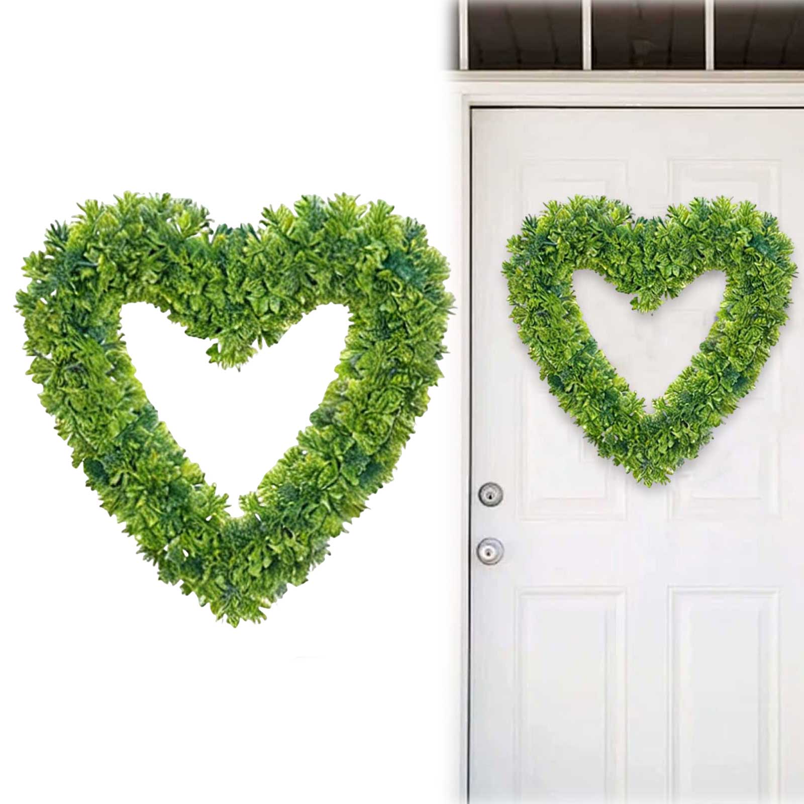 Herz-Liebesgirlande Wandbehang Schild Künstliches Grün Gartendekoration für Haus Zauberstab Fenster Landhaus Hängedekoration