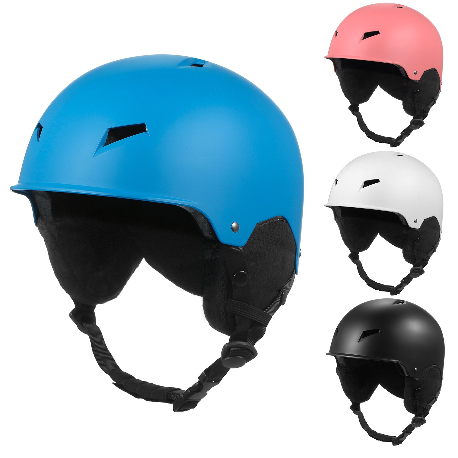 Casque de neige avec protège-oreilles détachable, pour hommes et femmes, de Snowboard avec lunettes à sangle fixe, de sécurité, de ski, de sport