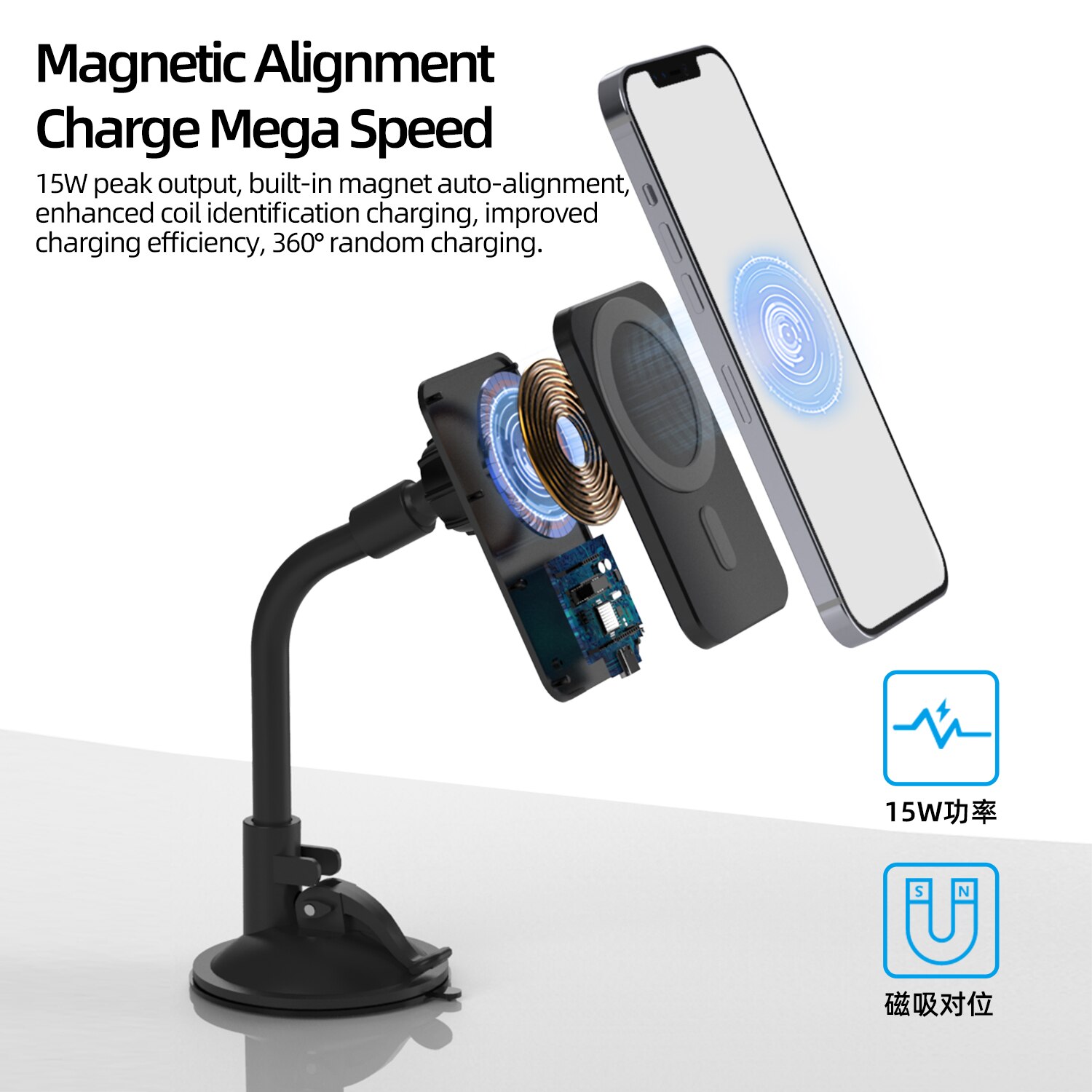 Magsafe Telefon Ladegerät Halfter 360 Drehung Spielen Halterung Magnetische Drahtlose Schnelle Ladung Auto Saug Basis Stehen Für IPhone 12