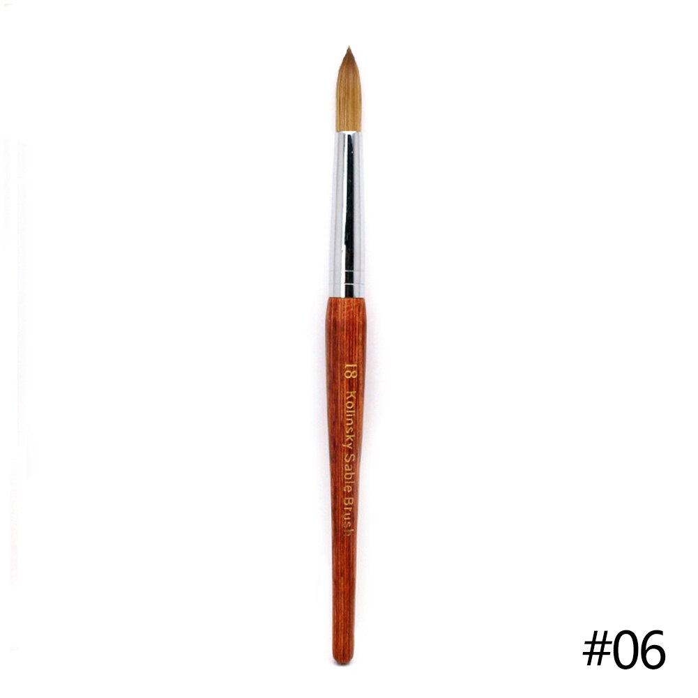 Pincel redondo plano Kolinsky para uñas, brocha de Gel para manicura, con mango de madera: plum