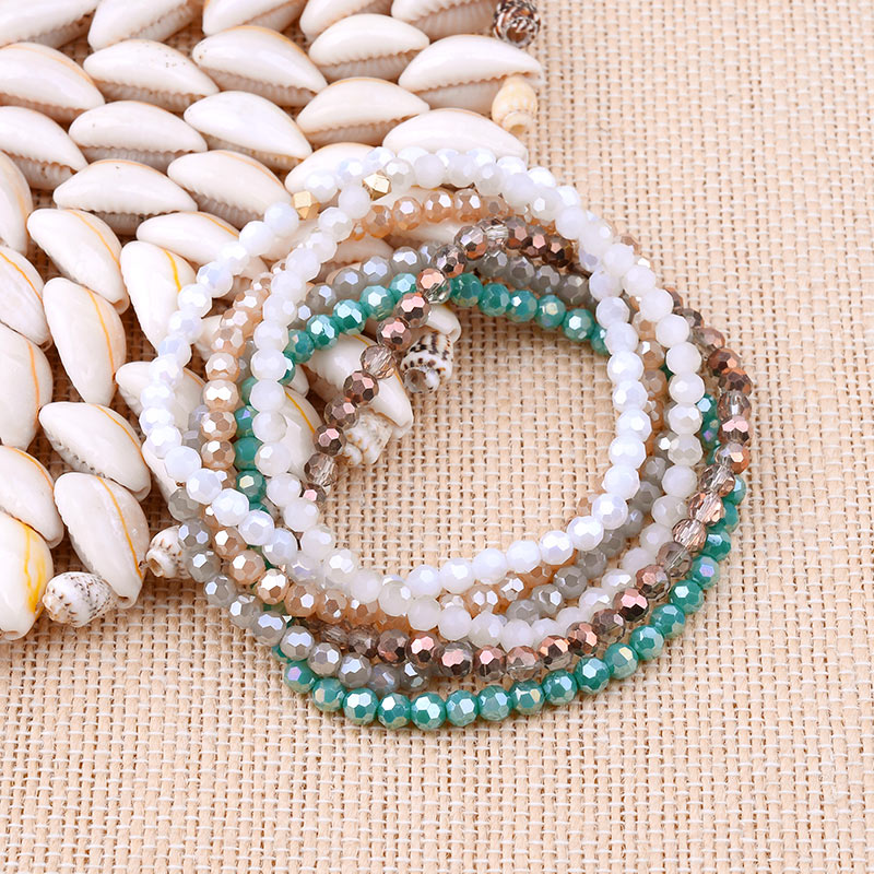 Bojiu 6 stuks/set meerlagige dames kristal armbanden wit groen ab grijs kristal kralen armbanden femme feest sieraden bcset 238