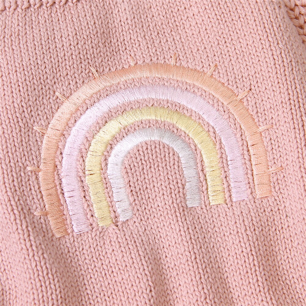 3-24M Pasgeboren Baby Jongen Meisje Mouwloze Backless Rainbow Breien Trui Romper Jumpsuit Een Stukken Warme Herfst Kleding