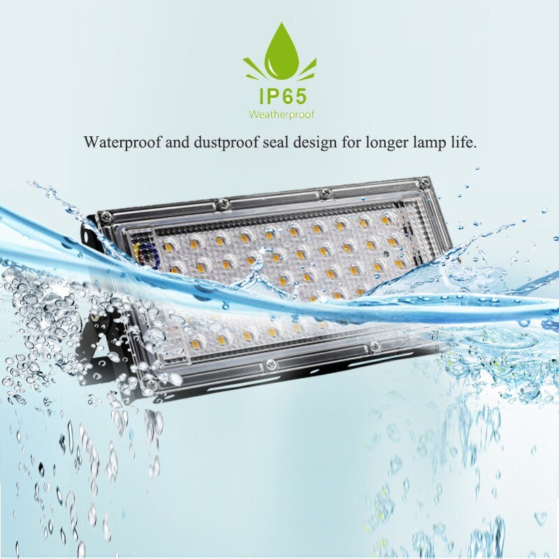 Foco LED impermeable para exteriores, 50W, IP65, 220V, 240V