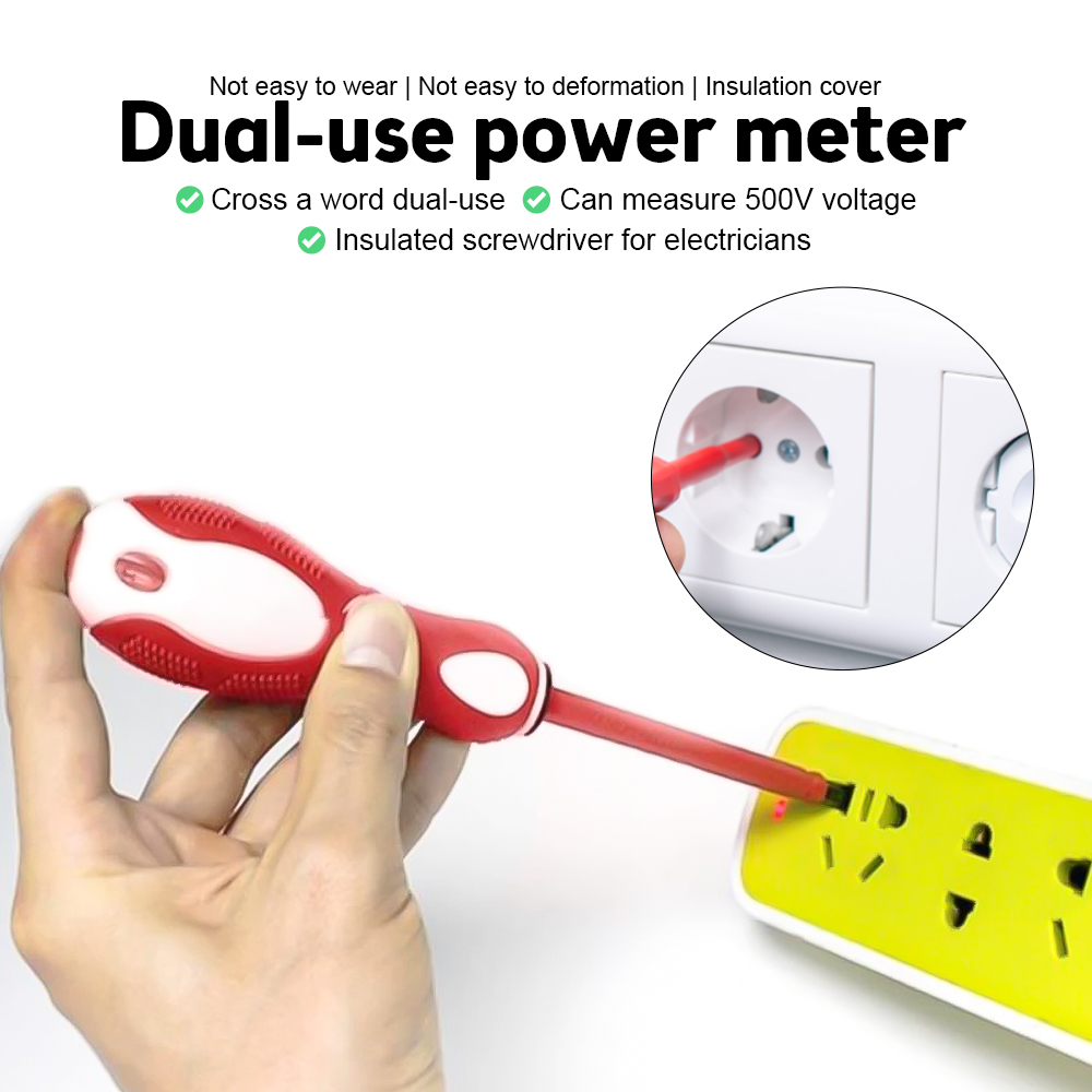 50V-500V Dual Head Screwdriver Electrical Tester Pen 2 in 1 Voltage Detector Tool ABS Screwdriver Test Pencil Tools