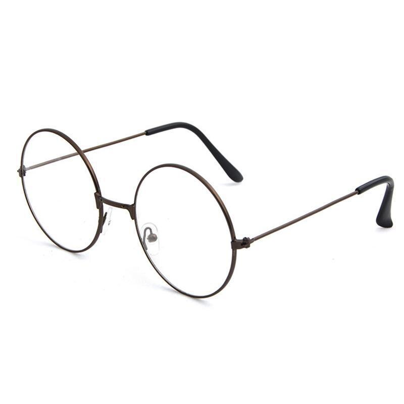Jahrgang retro Runde Flache Gläser Gold Brillen Rahmen Mann Klar Glas Klar Brillen Brillen Rahmen: Tee