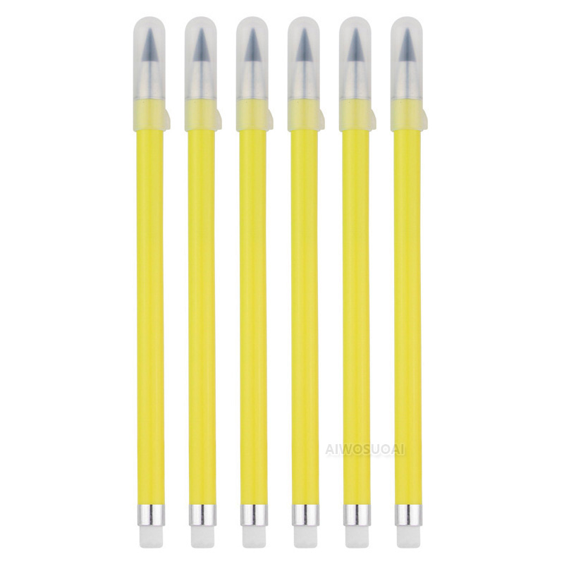 6 unids/set lápiz sin tinta escritura ilimitada sin tinta HB pluma herramienta de pintura para bocetos escuela suministros de oficina para papelería para niños: YELLOW