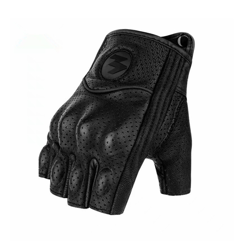 Sommer Motorrad Fingerlose Handschuhe Zubehör Ziegenleder Halbe Finger Handschuhe Moto-Cross Gant Moto Guantes Moto Verano: M