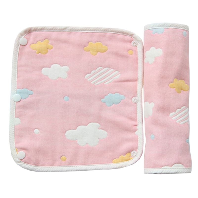 Bebê suprimentos de algodão puro padrão dos desenhos animados impressão saliva toalha espessada fivela escura alimentação toalha 2ps quente