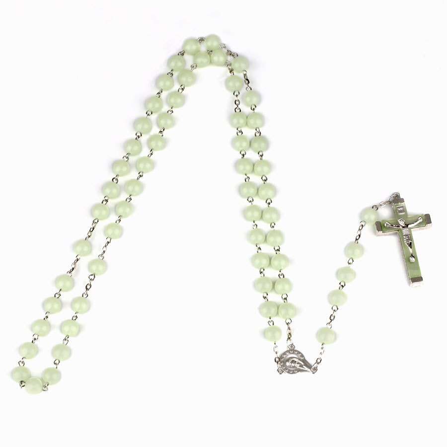 8 Mm Christian Katholieke Rozenkrans Sieraden Gloeiende Rozenkrans Kruis Ketting