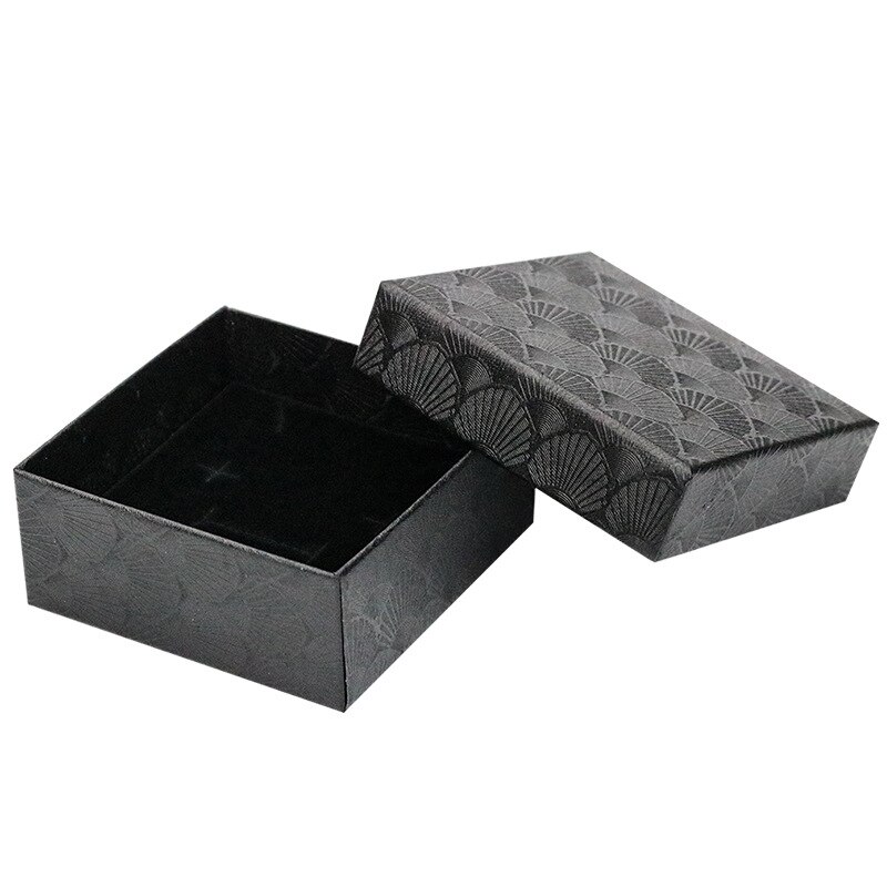 Caja cuadrada de joyería de festón anillo collar pendiente pulsera caja organizador boda compromiso joyería caja de o muestra soporte: Black