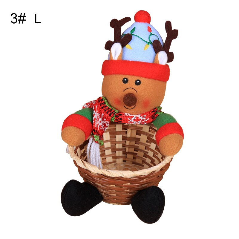 Nydelig juleoppbevaringskurv bambusstokk santa hjort snømann godteribeholder juledekorasjon корзина для игрушек: 3 / L