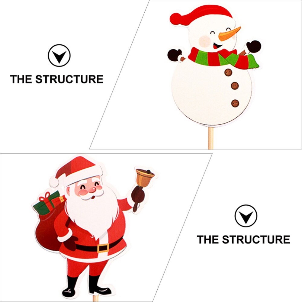 20pcs Cake Toppers Christmas Snowman Cake Toppers Cupcake Decor Party Ornaments