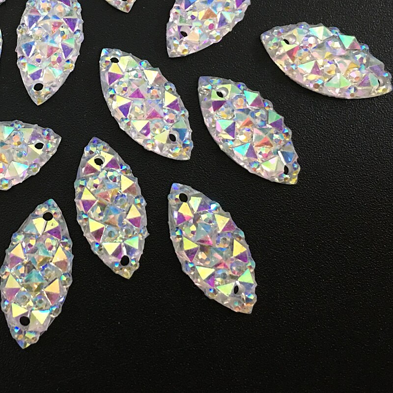 15X7Mm 100 Stuks Marquise Shine Crystal Ab Kleurrijke Naaien Steentjes Hars Naaien Op Stenen Voor Kleding sieraden B1093