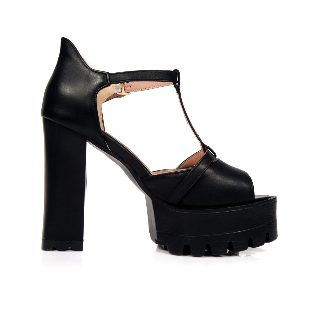 Morazora peep toe sommarskor stor storlek 32-43 högklackat skor platå dam sandaler täcka klackfest