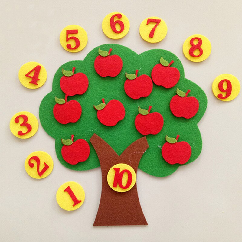 Insegnamento Scuola Materna FAI DA TE Manuale Del Tessuto Del Panno Del Bambino di Apprendimento Precoce Giocattoli Educativi Sussidi Didattici Montessori Matematica Giocattoli: Apple Tree