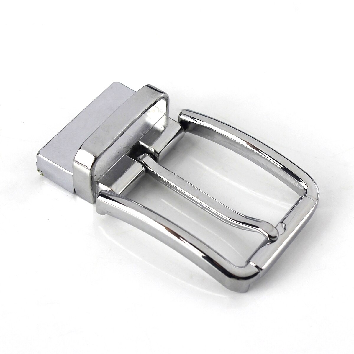 1pcs 35mm Metal Chrome Men Belt Buckle High Clip Buckle Rotatable Bottom Single Pin Half Buckle Leather Craft Belt
