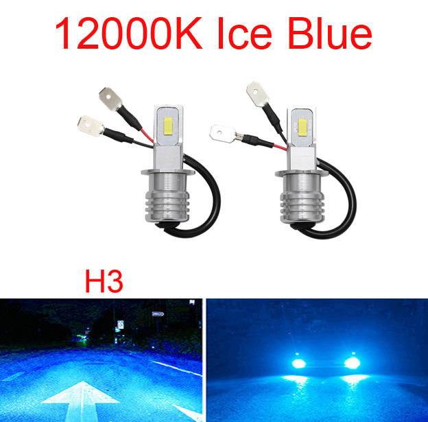 2 uds H3 bombilla LED para faros antiniebla tamaño 1:1 Plug And Play luz brillante de alta potencia para coche 12V 120W 30000LM amarillo blanco azul: Color blanco cálido