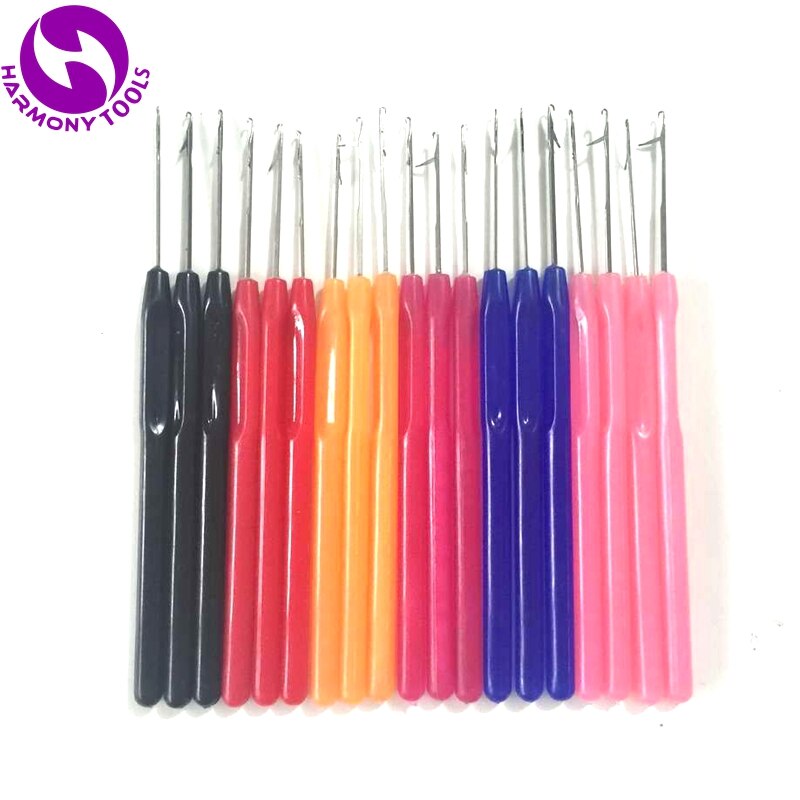 50 pieces Plastic handle threader loop hook needle pulling needle for micro hair extensions tools