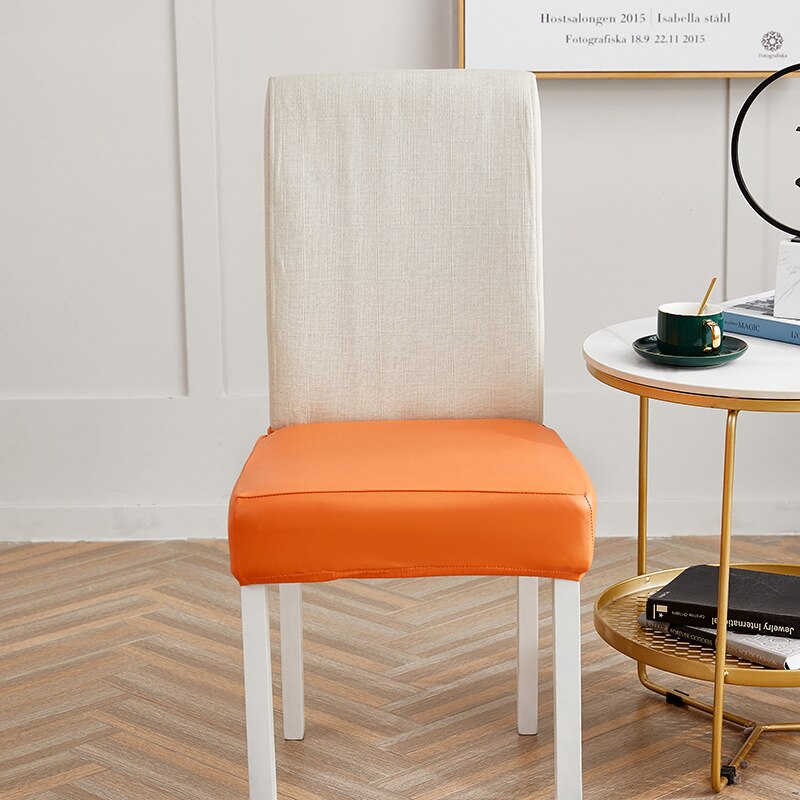 100%  vanntett pu materiale elastikk stoltrekk for spisestue stol sete slipcovers beskytter for kjæledyr: Oransje