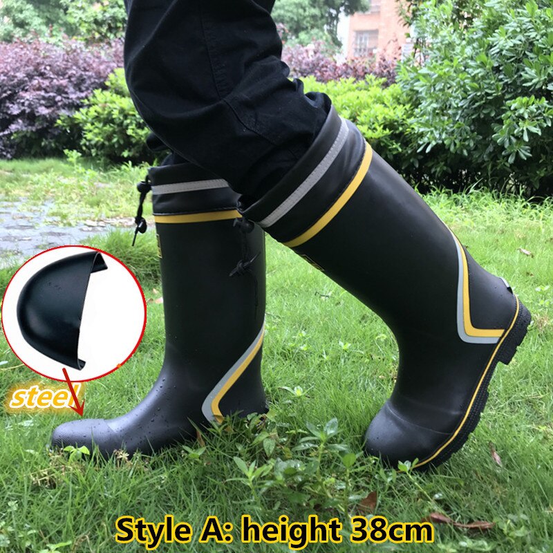 Steel Toe Anti-puncture Rubber Waterproof Boots Safety Non-slip Rain Water Shoes Men Aqua Wader Fishing Garden Car Wash Farm Mud