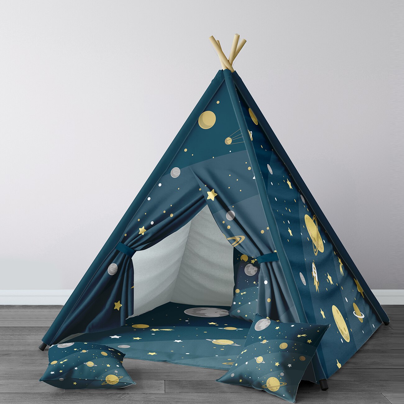 Spielen Zelt für freundlicher Wigwam tragbar drinnen Spielplatz Zelte freundlicher Schlafzimmer dunkel Blau Planet Stern Modell 161