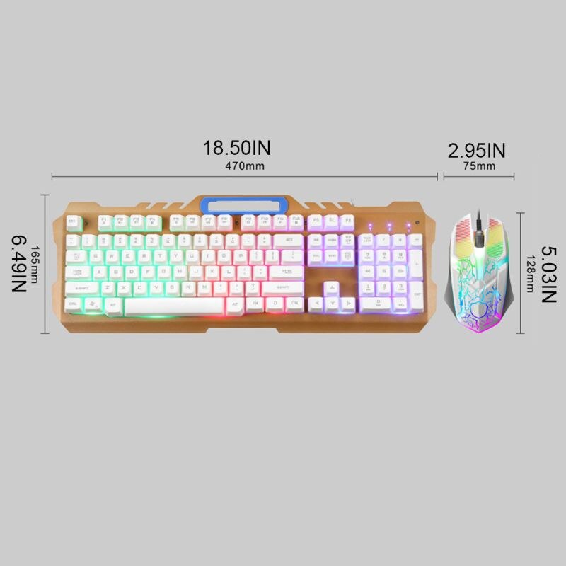 Trådbunden gaming tangentbord mus combo set färgglad led bakgrundsbelyst stationär dator gaming tangentbord upplyst bärbar dator mus