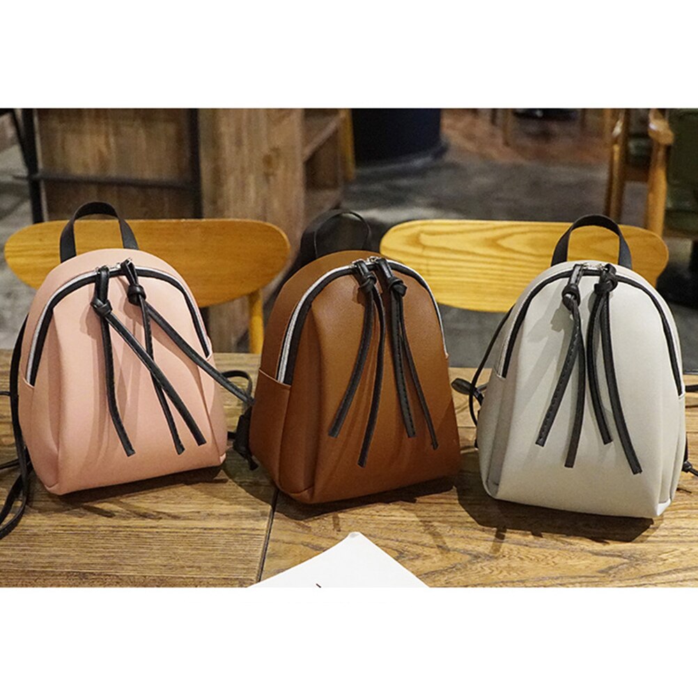Mini PU Leather Backpack Women's Small Shoulder Bag with Tassel Zipper female leather School bagpack bag for teenage grils