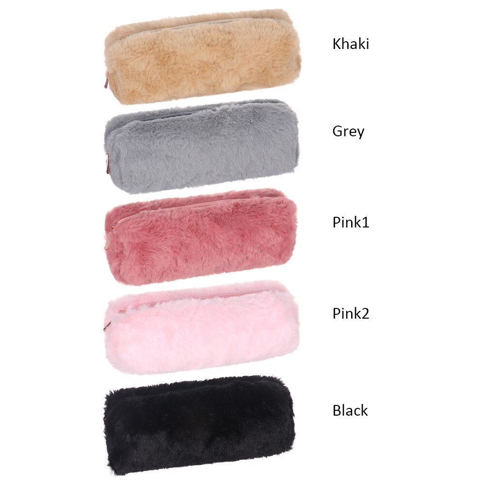Effen Kleur Pluche Etui Meisjes School Potlood Tas Briefpapier Pencilcase Portemonnee Kawaii Mode Schoolbenodigdheden
