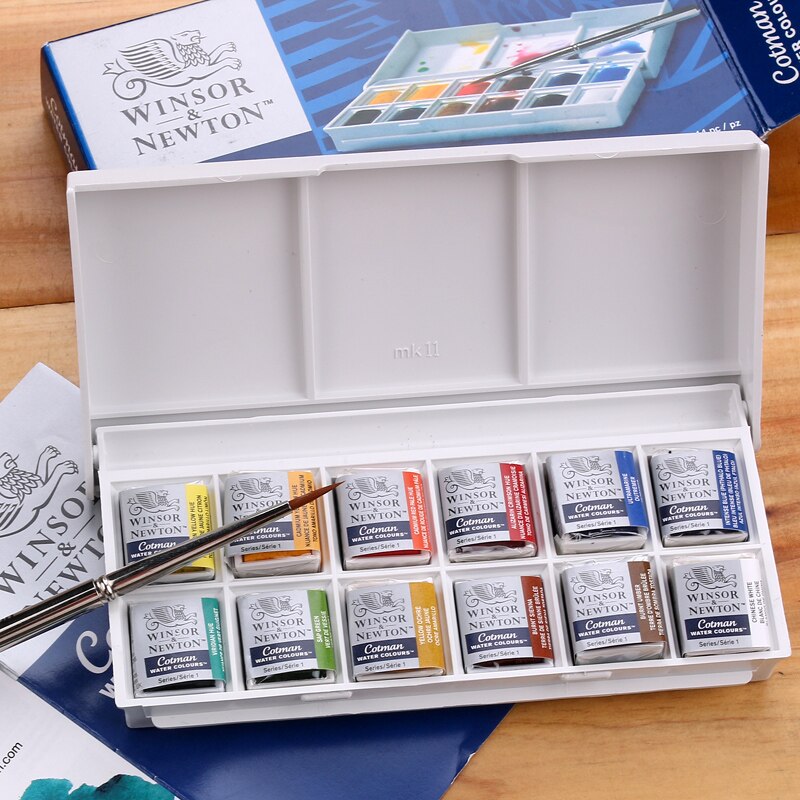 Winsor & Newton Cotman 8/12/24/36/45 Kleuren Half Pannen Effen Aquarel Verf Set pigment Kunst Levert