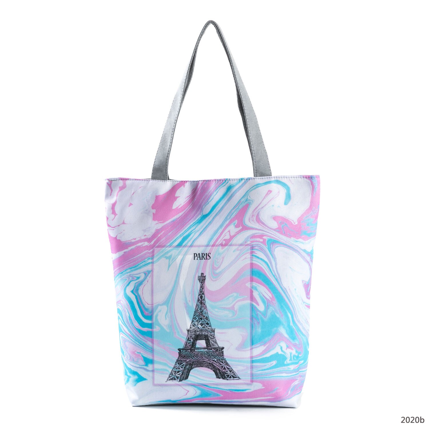 Bolso de hombro con estampado Floral de la Torre Eiffel de París, bolsa de mano informal, bolso de viaje que combina con todo, bolsa de compras portátil para mujer: 2020b