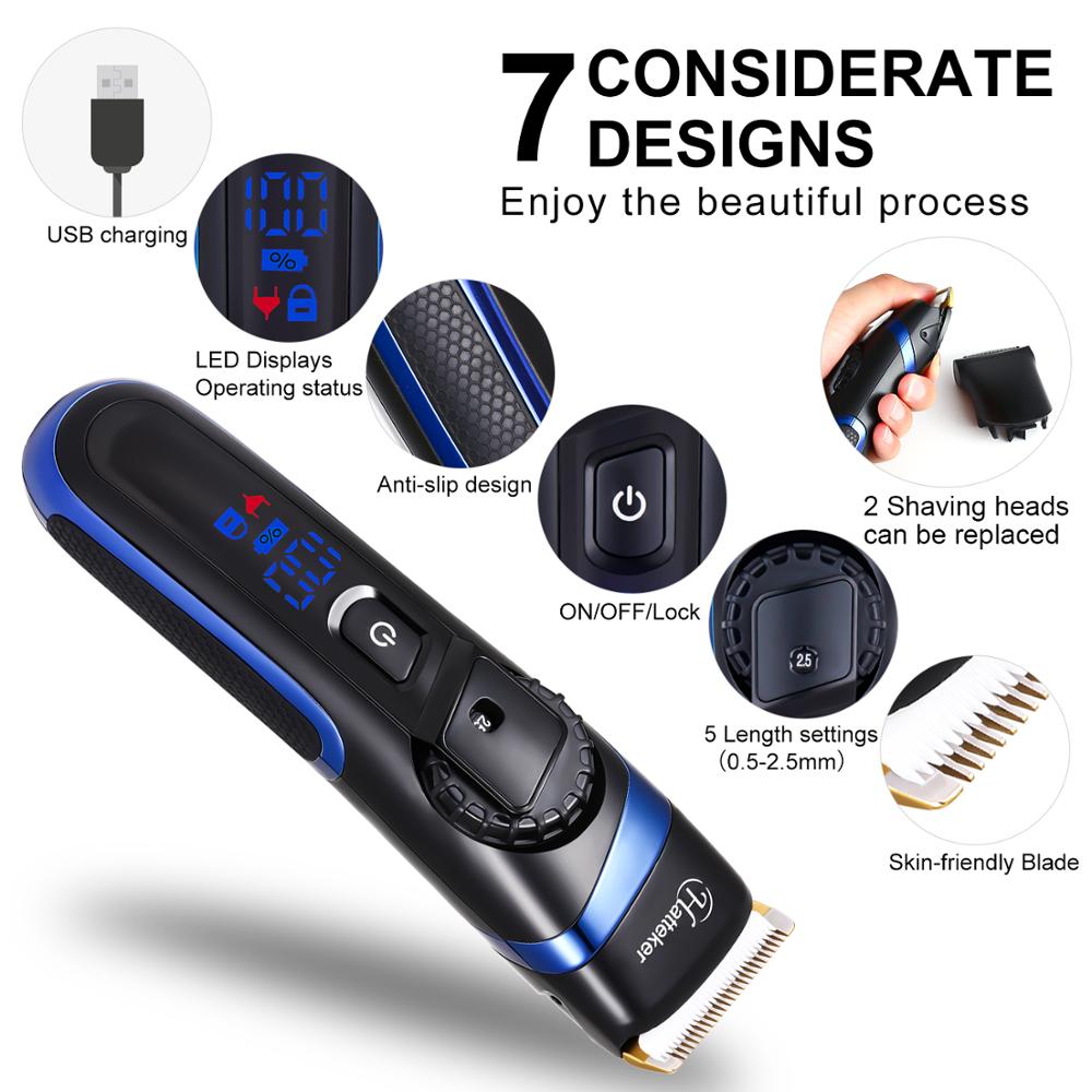 HATTEKER tondeuse électrique tondeuse cheveux professionnelle rasoir 2 en 1 tondeuse réglable épilateur homme