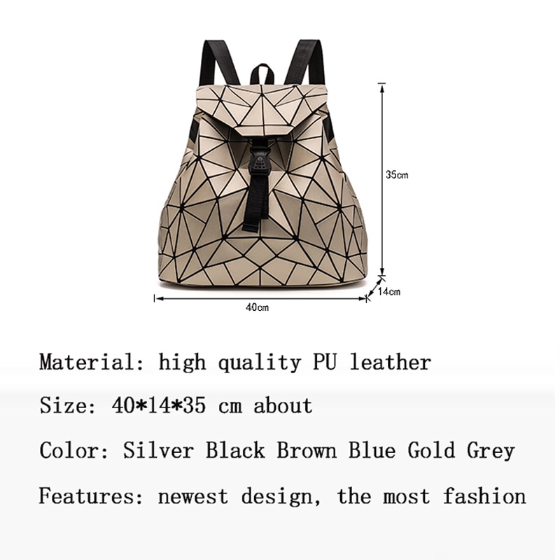 neue Frauen Hologramm Rucksack Geometrische Rucksäcke Mädchen Reisen Schulter Taschen Für Frauen Totes Luxus Schulter Tasche Silber