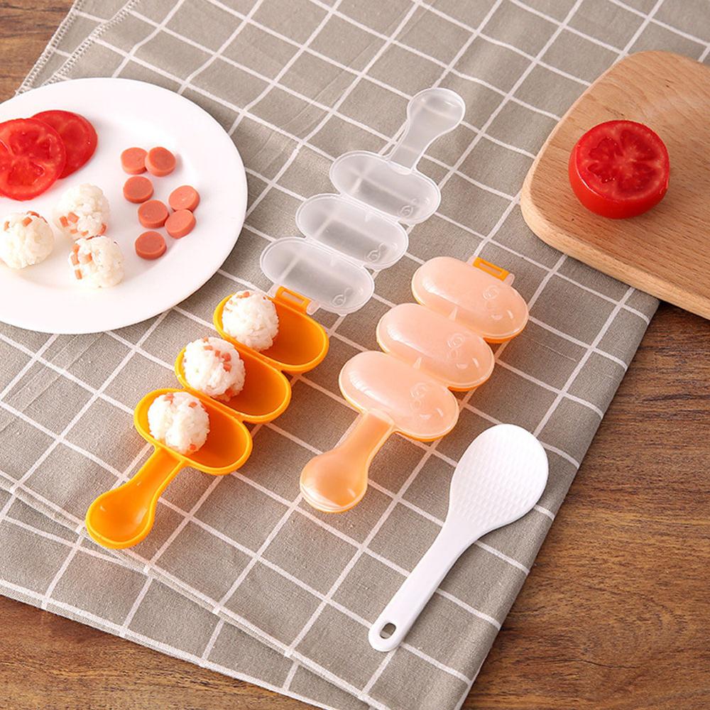 DIY Mini Rice Ball Tool Sushi Maker Lovely Expression Rice Ball Shaker with Rice Paddle Children Lunch Make Kitchen Supplies