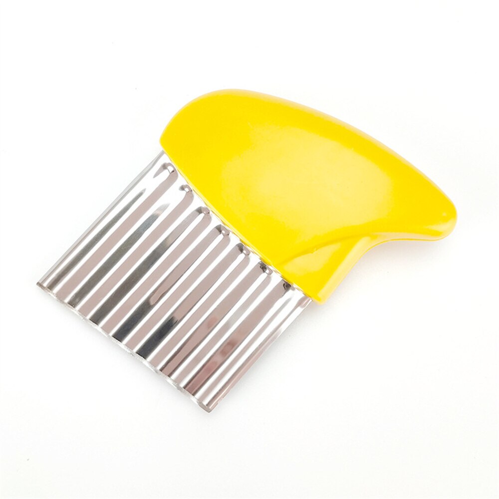 Vacclo Stainless Steel Potato Slicer Crinkle Slicer Wave Blade Chip Cutter Kitchen Chips Cooking Tools French Fries Fruits: YELLOW