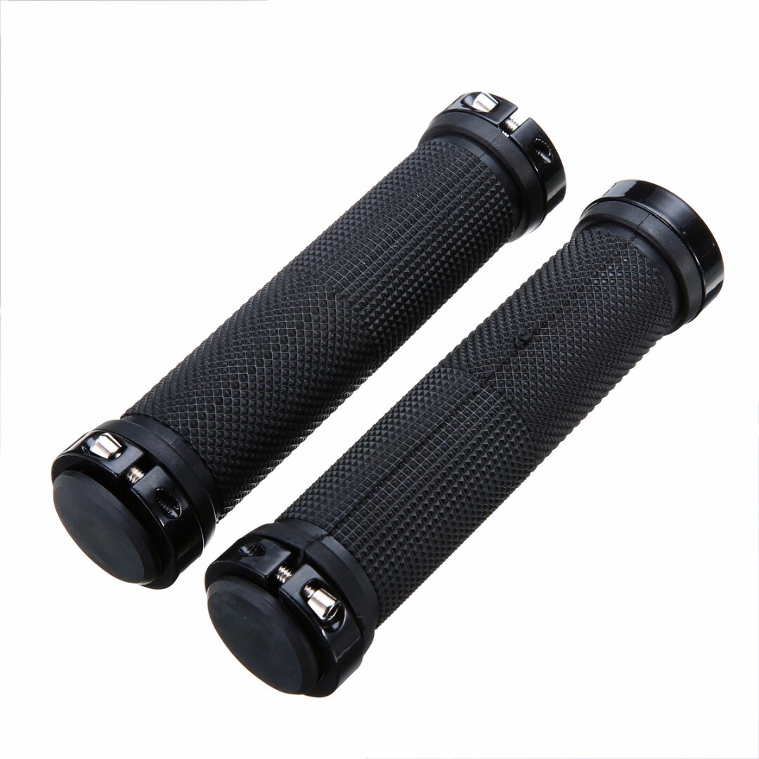 Fiets handvatten 1 paar gripshift mtb fiets stuurhoes handvatten lock-on fixed gear rubber fiets stuur accessoires: Zwart