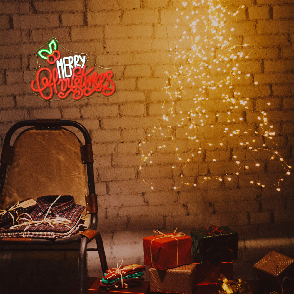 Rood Wit Vrolijk Kerstfeest Neonreclames HOHOHO Kerst Kerst Neonlicht Winkel Bar Raam Muur Decor Licht USB Dimbaar Licht